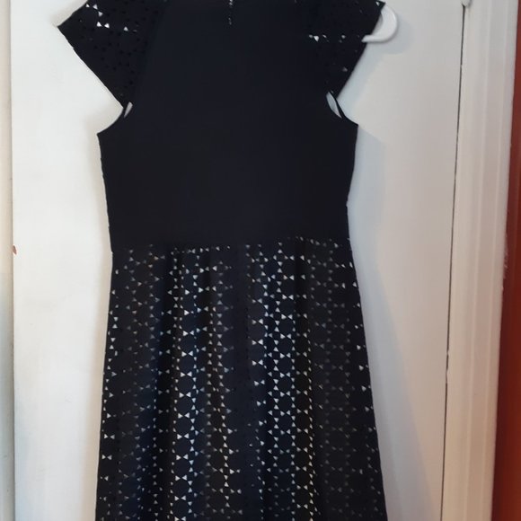 Ann Taylor Petite zip back dress black cuteout dress - Picture 2 of 4